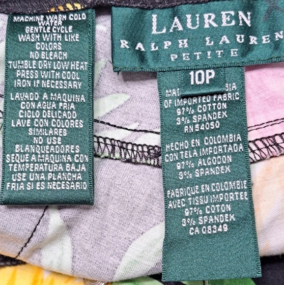 Lauren Ralph Lauren Hawaiian Floral Black Cropped Pants - Picture 6 of 6